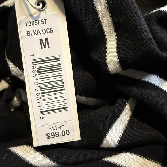 Max Studio Striped Dolman Blouson Bat Wing Dress, Black White, Medium, NWT - Picture 7 of 8